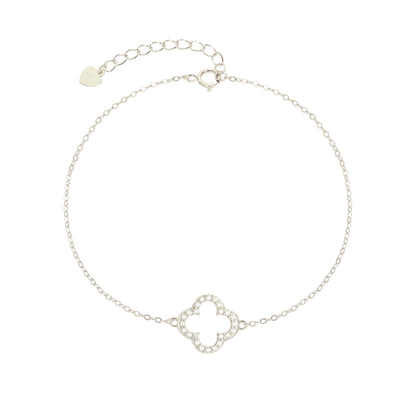 Zirkonia Kleeblatt Armband - 925 Silber