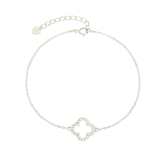 Zirkonia Kleeblatt Armband - 925 Silber