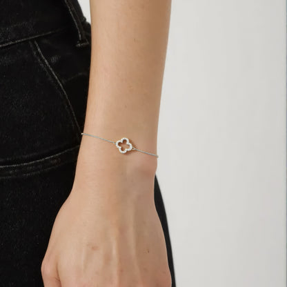 Zirkonia Kleeblatt Armband - 925 Silber