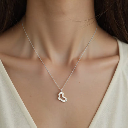 Abstrakte Herz Halskette - 925 Silber
