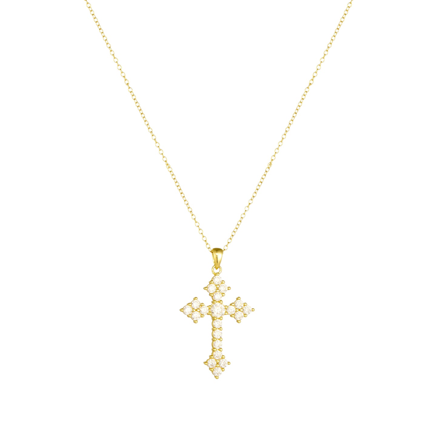 Form Kreuz Zirkonia Halskette - 925 Silber