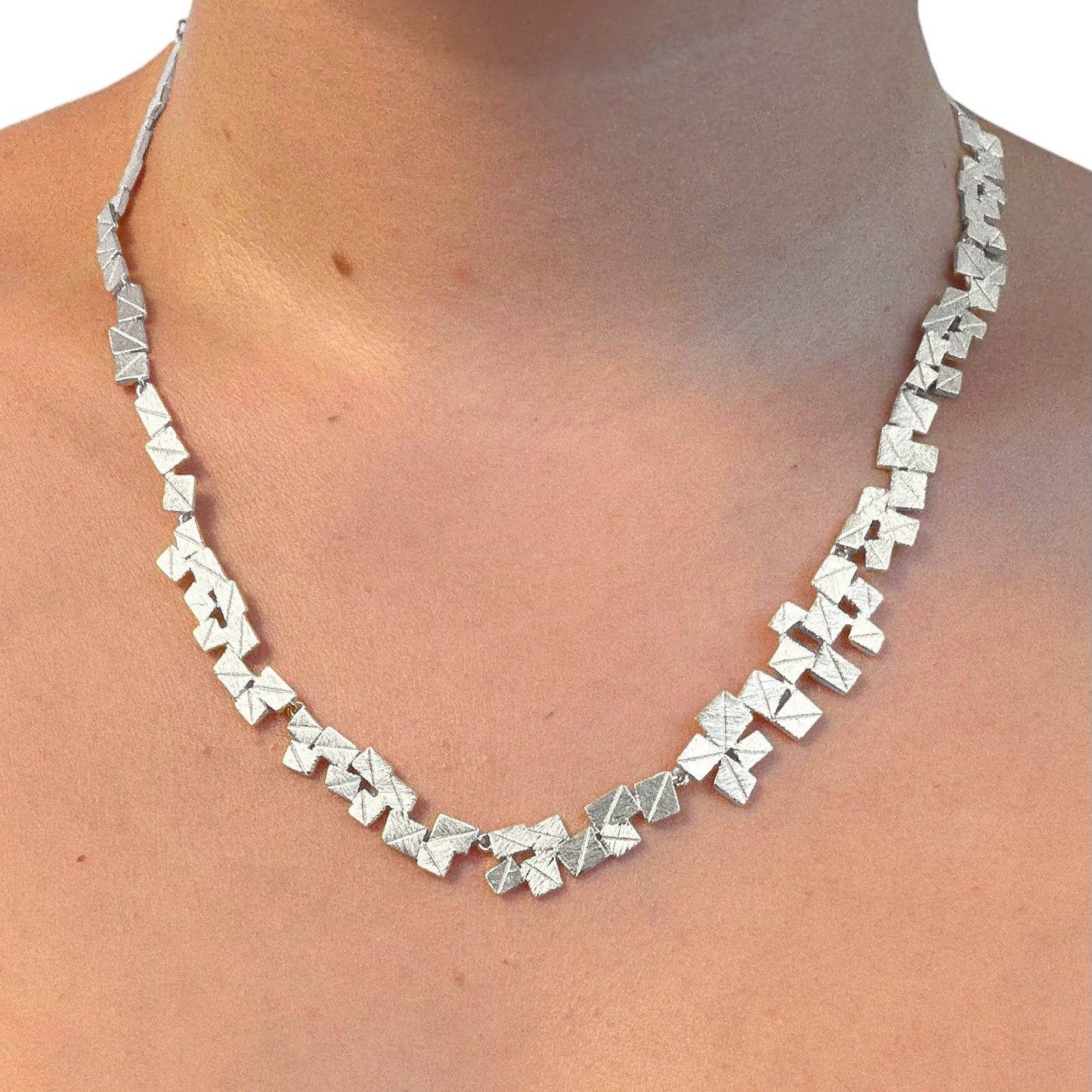 Square Zirconia Necklace - 925 Silver