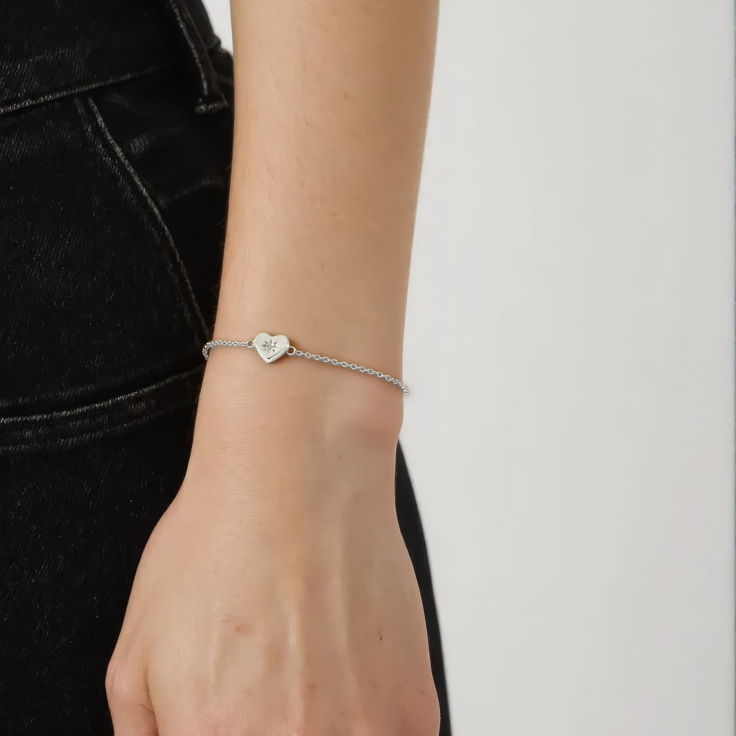 Herz Stein Armband - 925 Silber