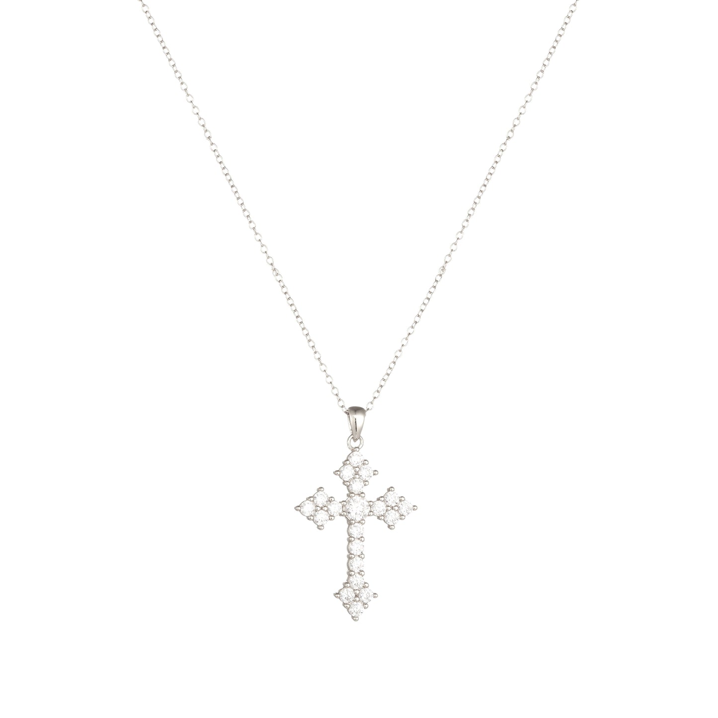 Form Kreuz Zirkonia Halskette - 925 Silber