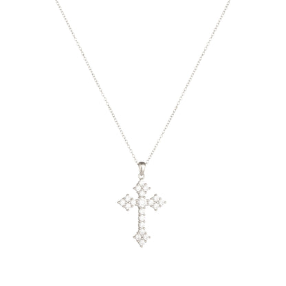 Form Kreuz Zirkonia Halskette - 925 Silber