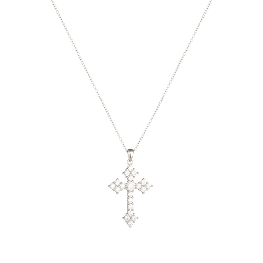 Form Kreuz Zirkonia Halskette - 925 Silber