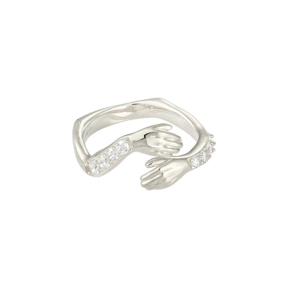 Offener Zirkonia Umarmungsring (Stärke) - 925 Silber