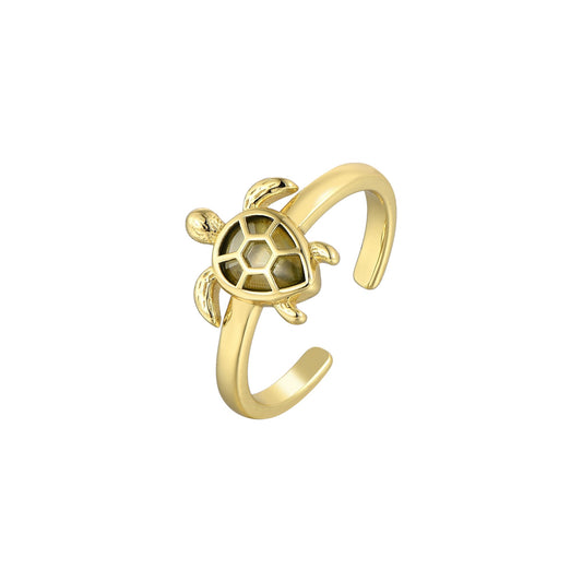 Turtle Zirkonia Steinen Ring - 925 Silber