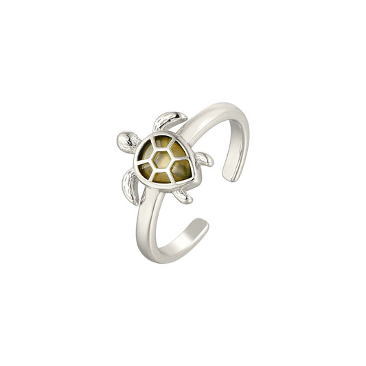 Turtle Zirkonia Steinen Ring - 925 Silber