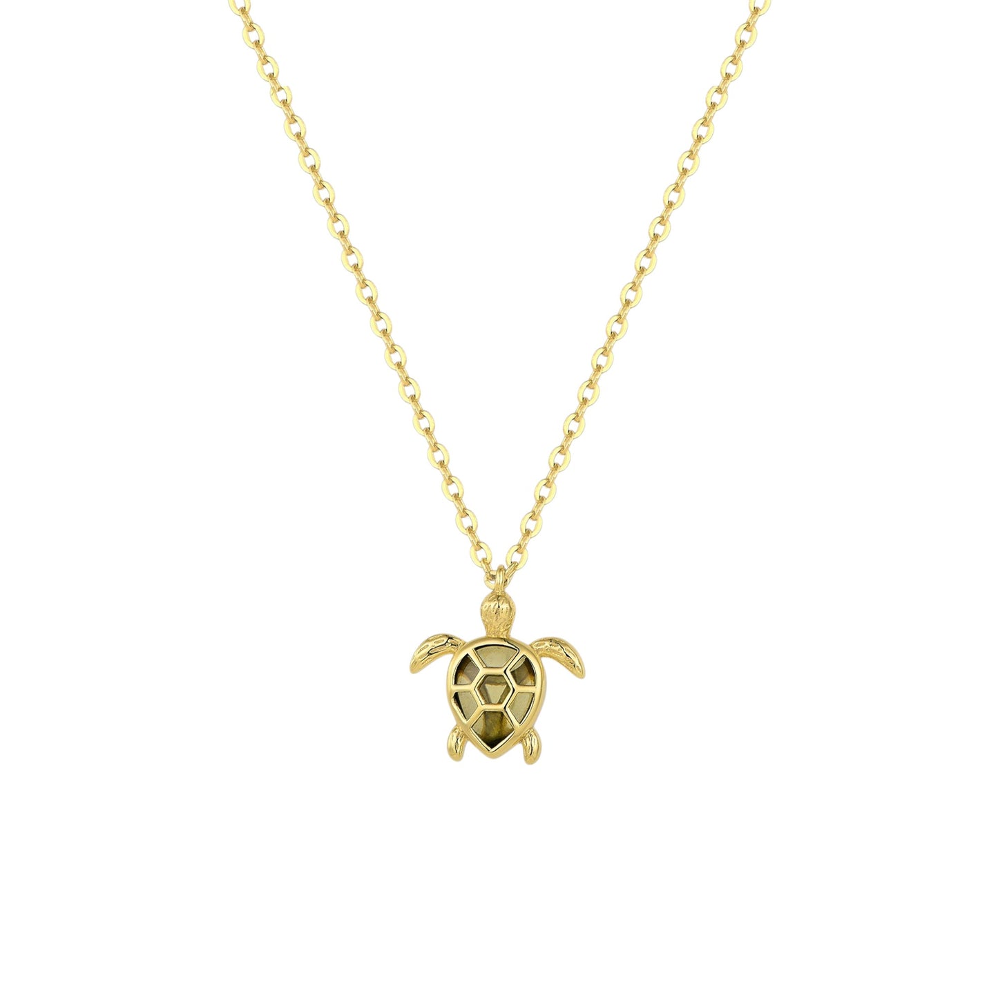 Schildkröten Zirkonia Stein Halskette - 925 Silber