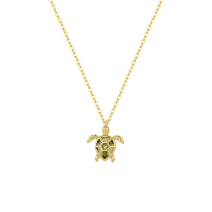 Schildkröten Zirkonia Stein Halskette - 925 Silber