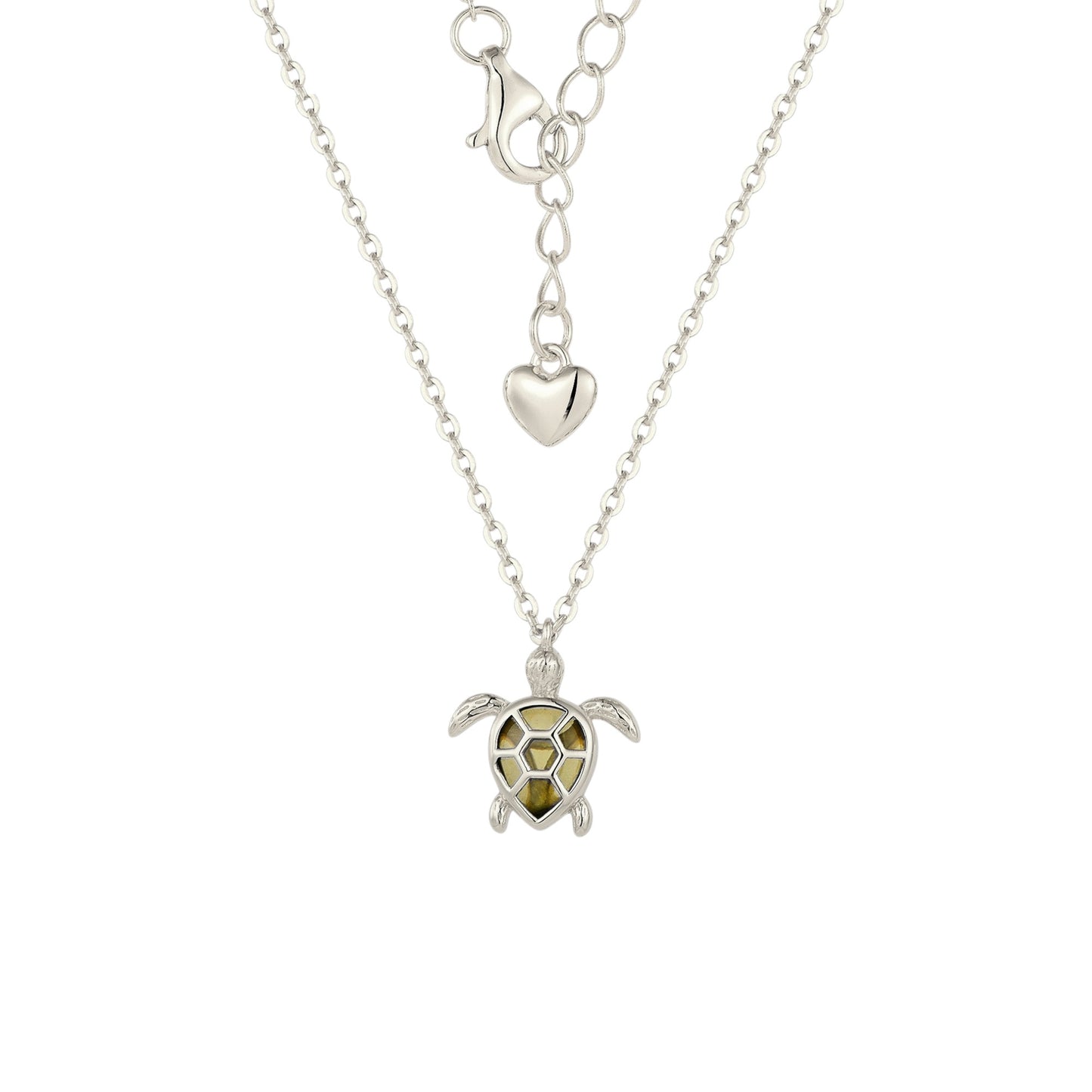 Schildkröten Zirkonia Stein Halskette - 925 Silber