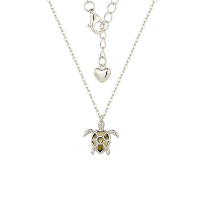 Schildkröten Zirkonia Stein Halskette - 925 Silber