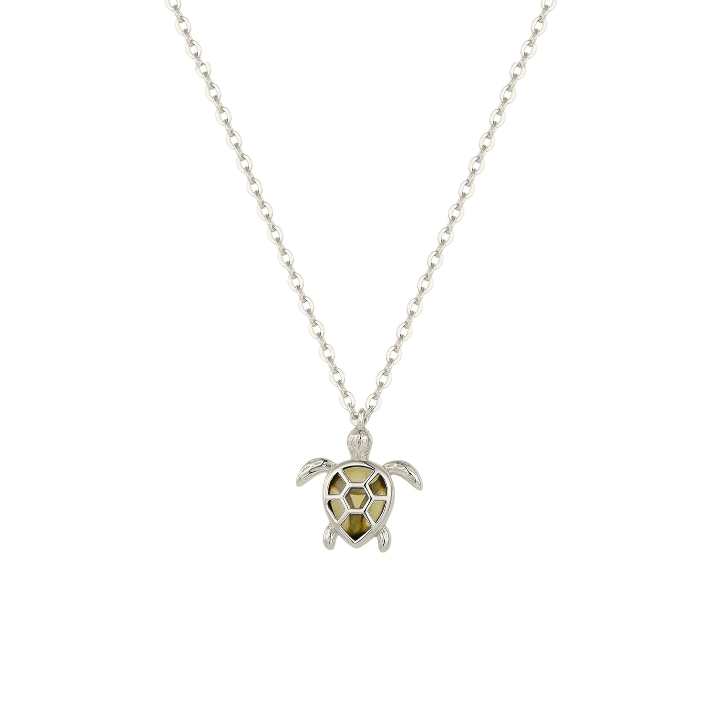 Schildkröten Zirkonia Stein Halskette - 925 Silber