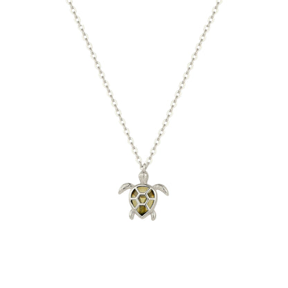 Schildkröten Zirkonia Stein Halskette - 925 Silber