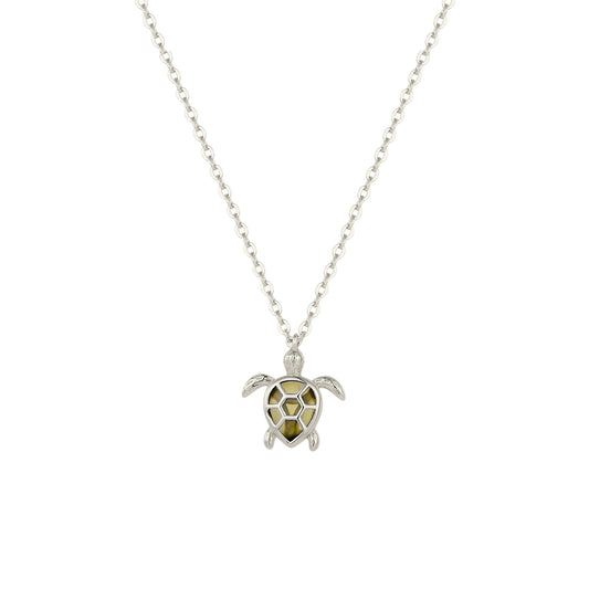 Schildkröten Zirkonia Stein Halskette - 925 Silber