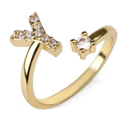 925 Sterling Silber Vergoldeter Buchstaben Ring